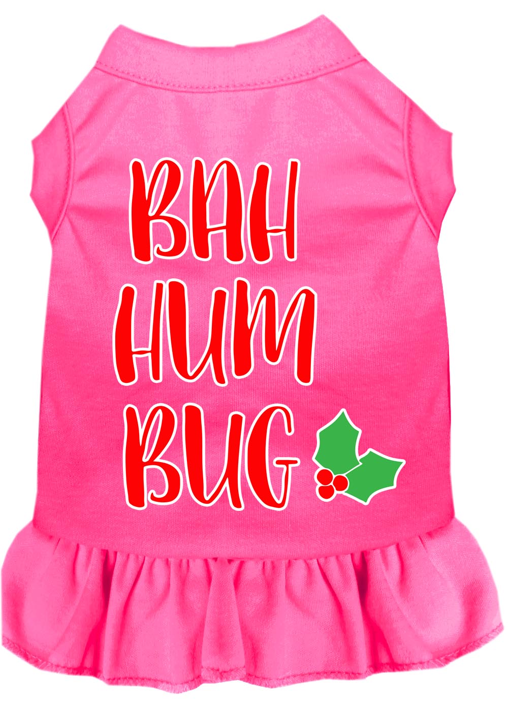 Bah Humbug Screen Print Dog Dress Bright Pink Med